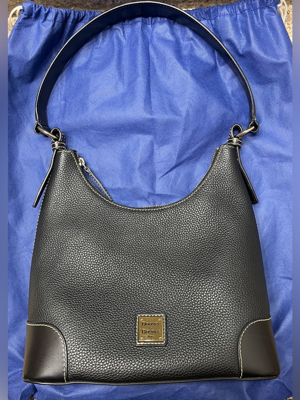 Dooney & Bourke Black Pebble Grain Small Hobo Bag